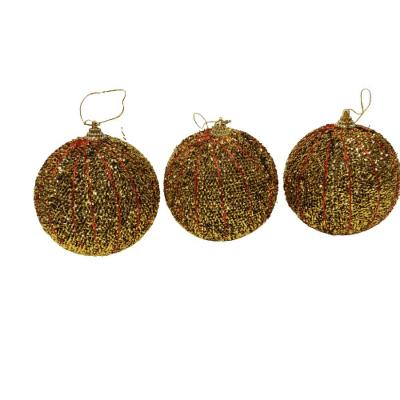 Bola De Natal Dourada Kit Com 3 Unid. Kit 3 Pçs.
