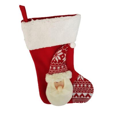 Meia De Natal Pendurar Vermelha Com Papai Noel 43cm 43cm
