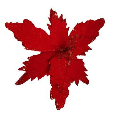 Flor Artificial Natalina Poinsétia Vermelha Veludo 50cm 40cm