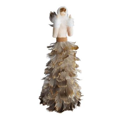 Boneca Decorativa Coleção Luna Vestido De Penas 35cm 35cm
