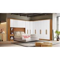 Quarto Rizon 5 Peças (1 Armário Ponte 1 Closet 2 Guarda Roupas 1 Complemento) Freijo Cumaru C- Fendi - 1