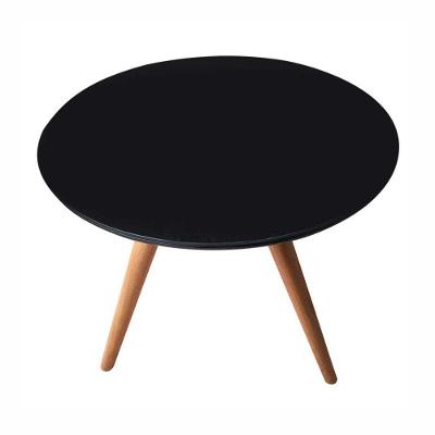 Mesa Lateral Redonda Com Vidro 60x60 Cor Preto Medida 50 Cm Altura