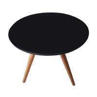 Mesa Lateral Redonda Com Vidro 40x40 Cor Preto Medida 60 Cm Altura - 1