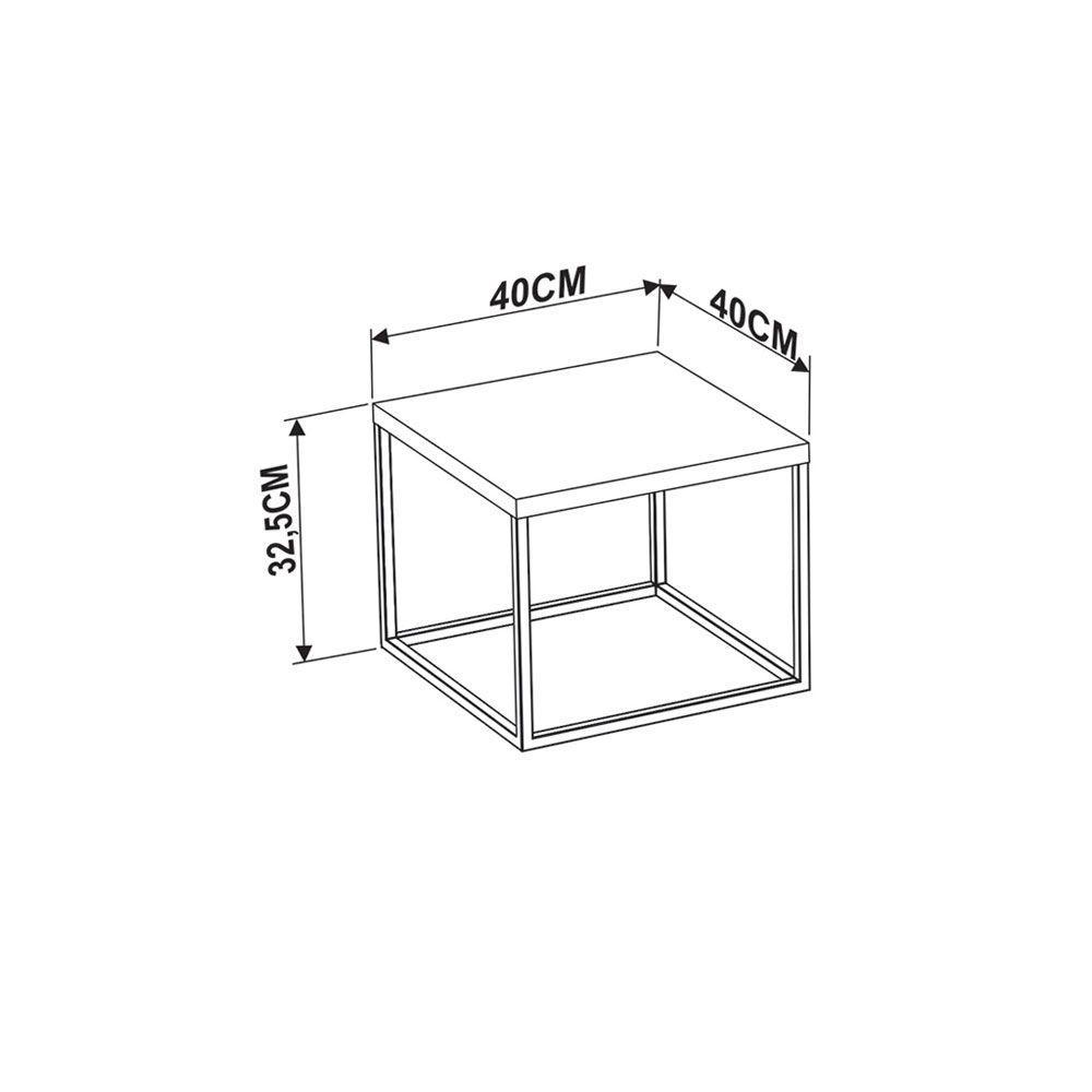 Mesa de Centro Cube Estilo Industrial Base Metálica 32,5cm - 1