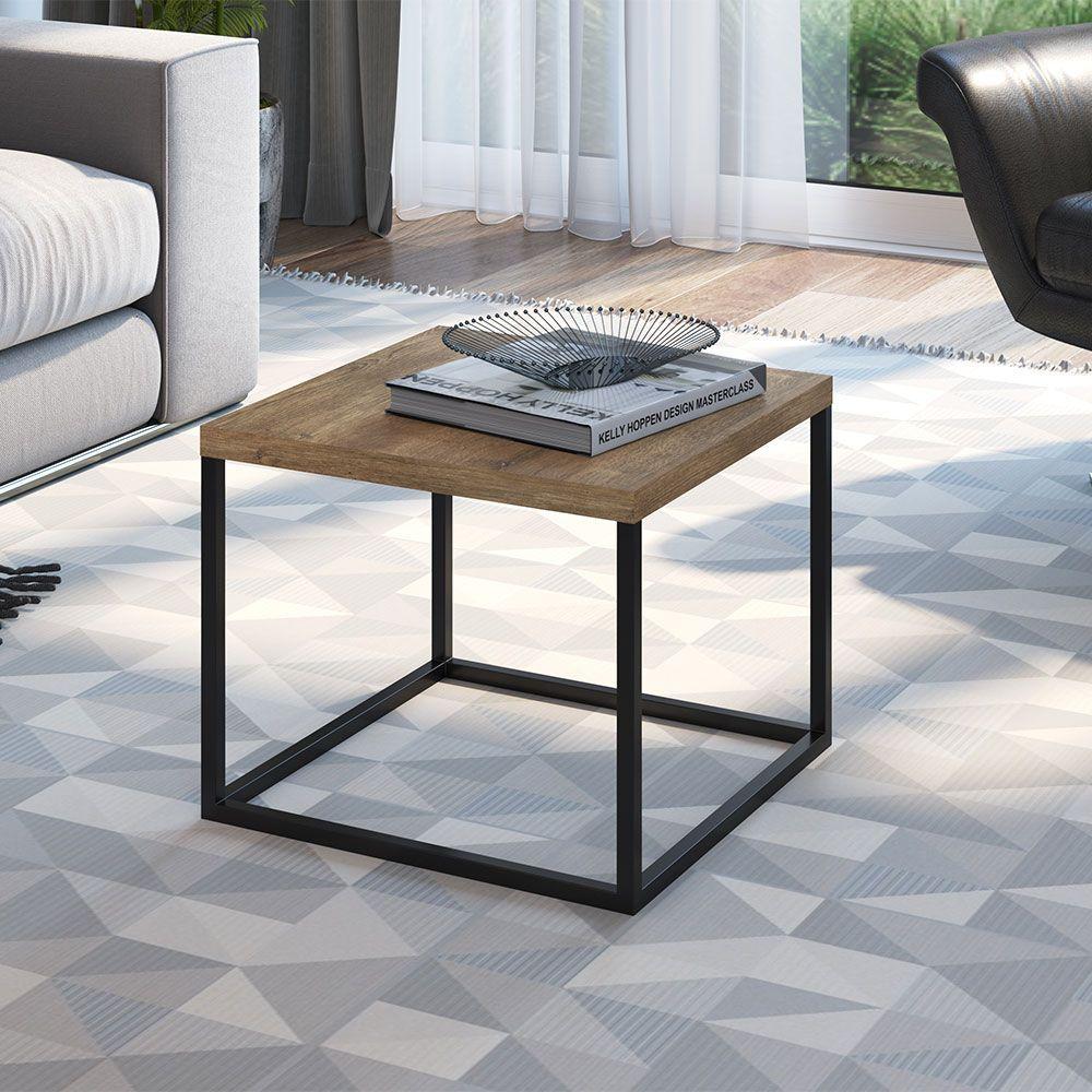 Mesa de Centro Cube Estilo Industrial Base Metálica 32,5cm - 5