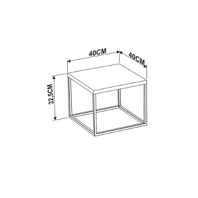 Mesa de Centro Cube Estilo Industrial Base Metálica 32,5cm