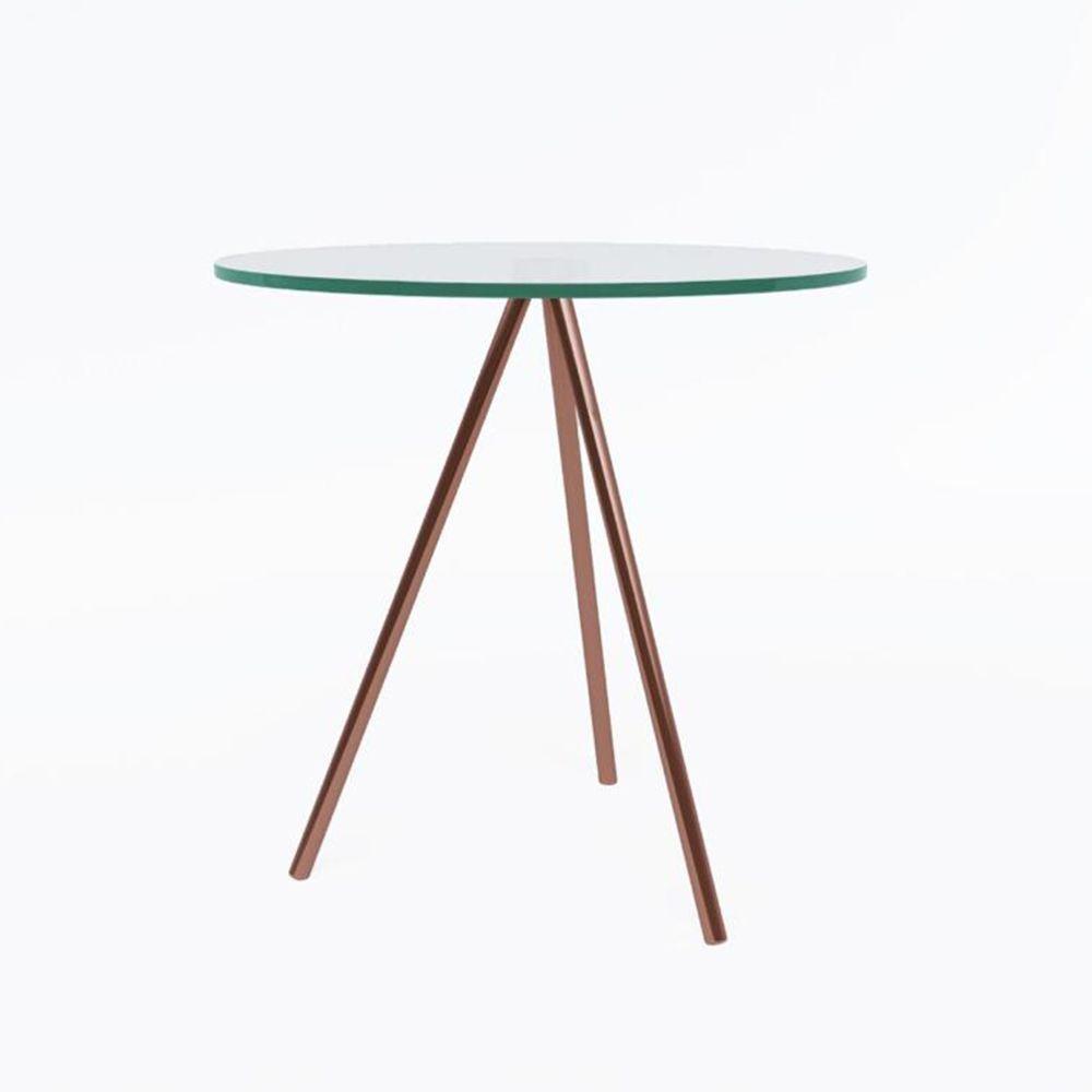 Mesa Lateral Gabriela Wood Tampo Vidro Cobre - Cor: Branco - 3