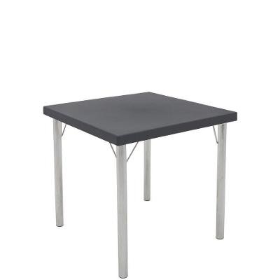 Mesa Quadrada Tramontina Beta Em Polipropileno Grafite Com Base Em Alumínio Polido Tramontina