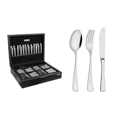 Faqueiro Mônaco Em Aço Inox Com Facas De Mesa Forjadas 6mm Acabamento Alto Brilho 101 Peç
