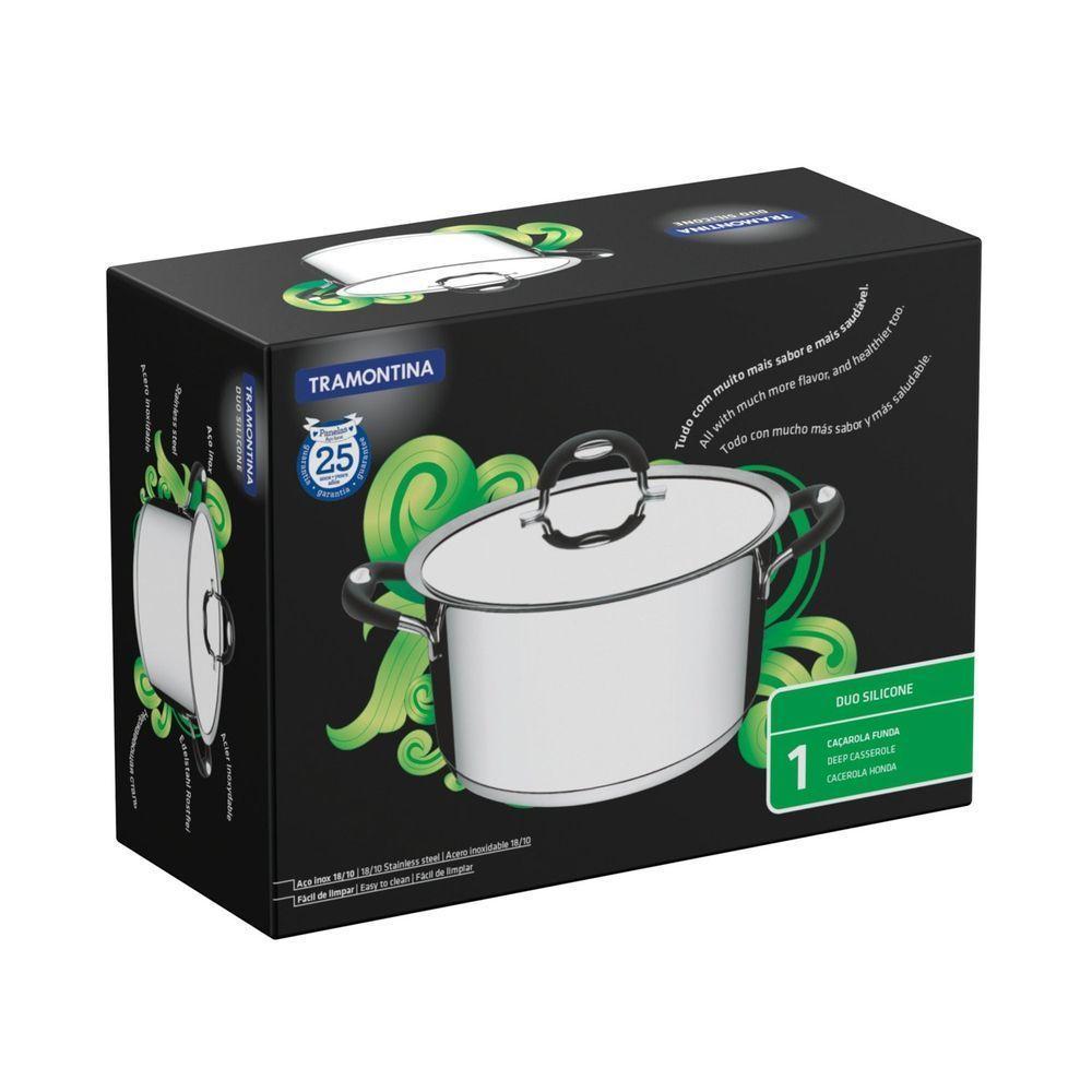 Caçarola Duo Silicone Funda Em Aço Inox Fundo Triplo Com Tampa E Alças Em Silicone 16 Cm - 8