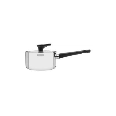 Panela Grano Baquelite Em Aço Inox Com Corpo Triplo Tampa E Cabo De Baquelite 16 Cm 1,7 L