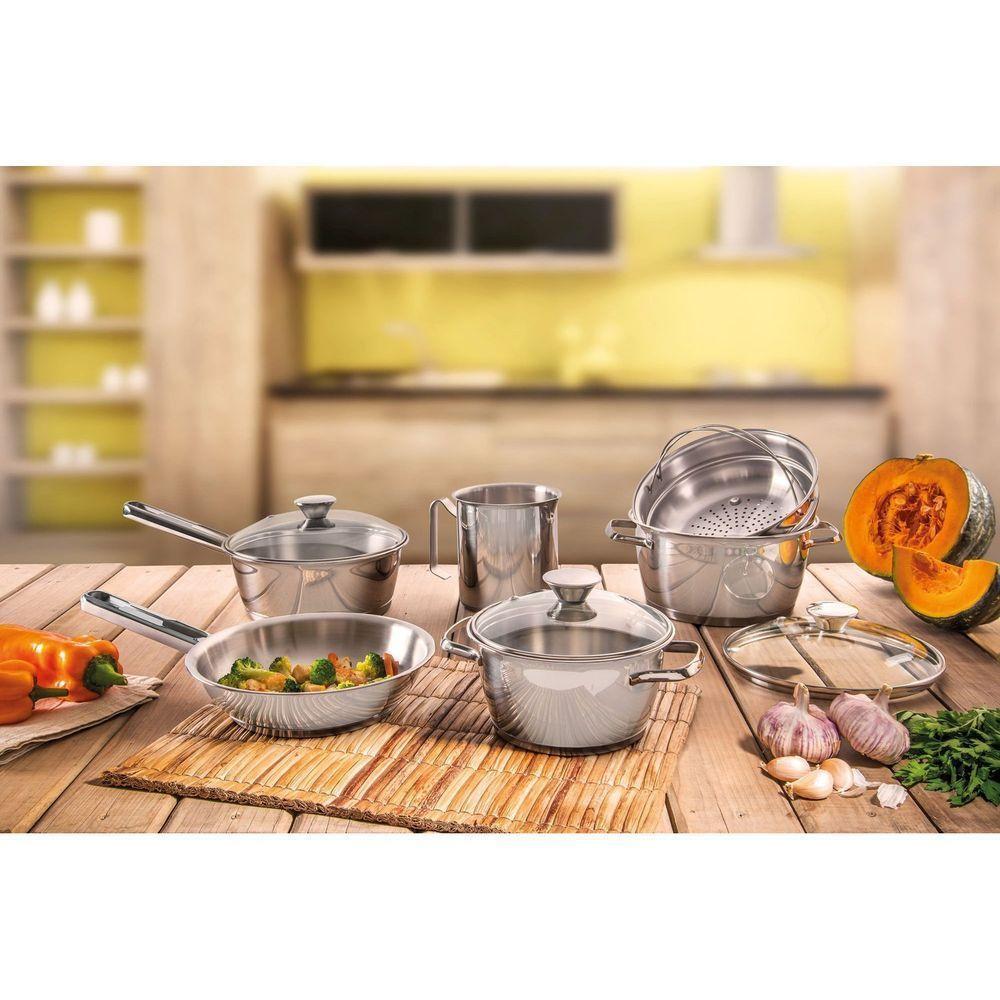 Caçarola Funda Allegra Em Aço Inox Com Fundo Triplo E Tampa De Vidro 16 Cm 1,5 L - 6