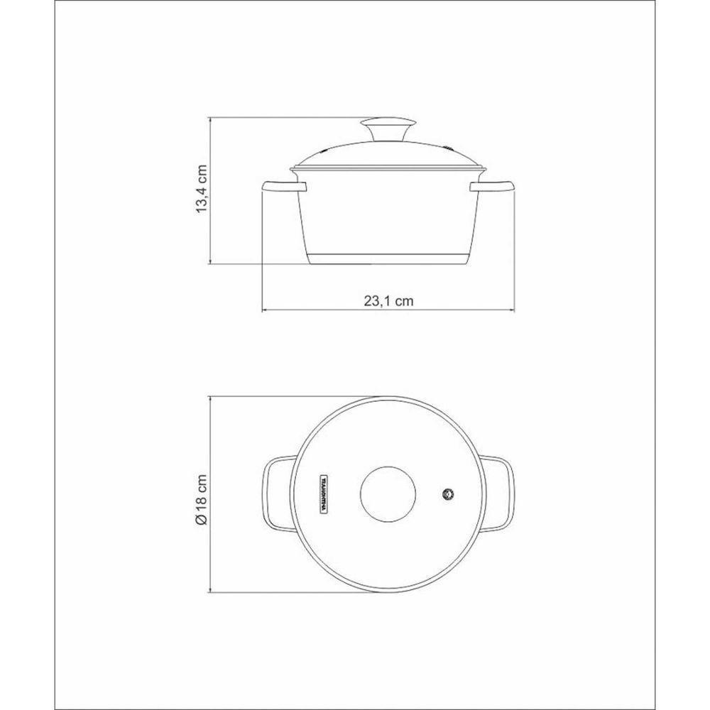 Caçarola Funda Allegra Em Aço Inox Com Fundo Triplo E Tampa De Vidro 16 Cm 1,5 L - 8