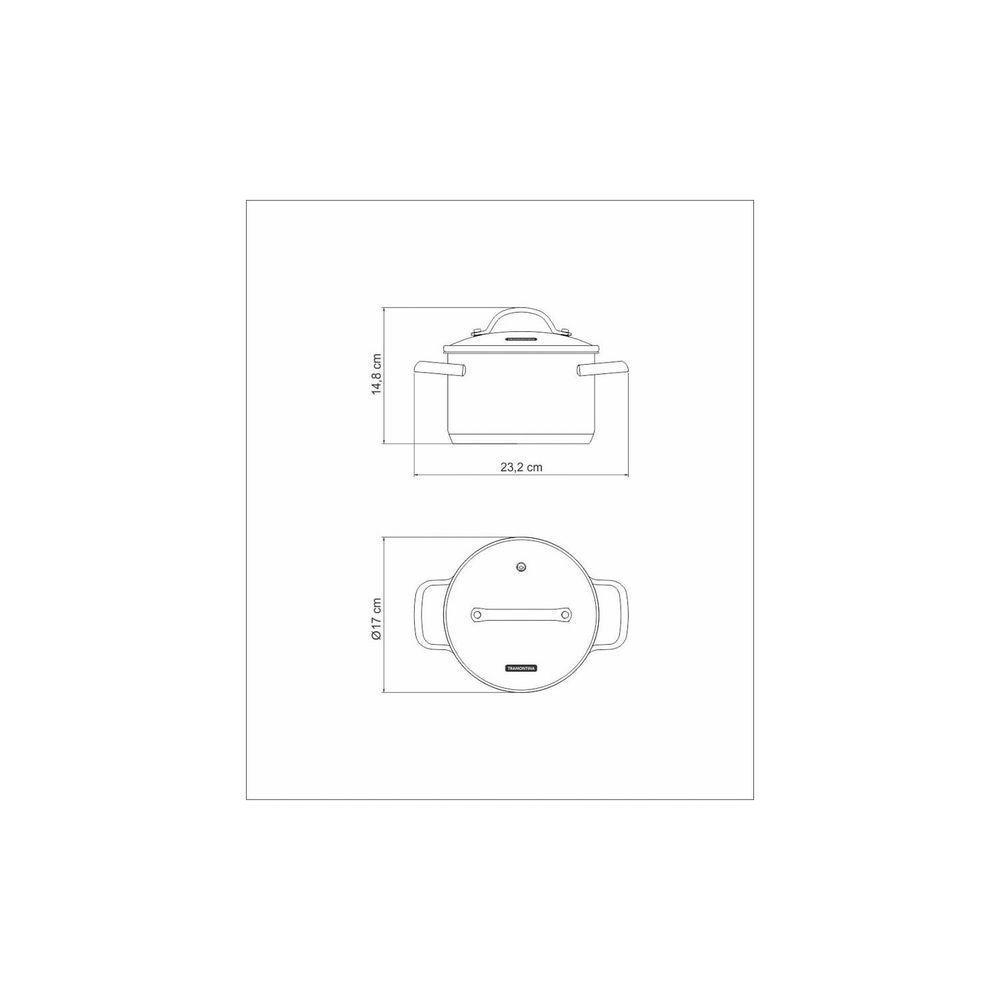 Caçarola Funda Tramontina Una Em Aço Inox Com Fundo Triplo E Tampa De Vidro 16 Cm 1,8 L Tramontina - 6