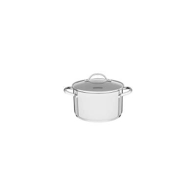 Caçarola Funda Tramontina Una Em Aço Inox Com Fundo Triplo E Tampa De Vidro 16 Cm 1,8 L Tramontina