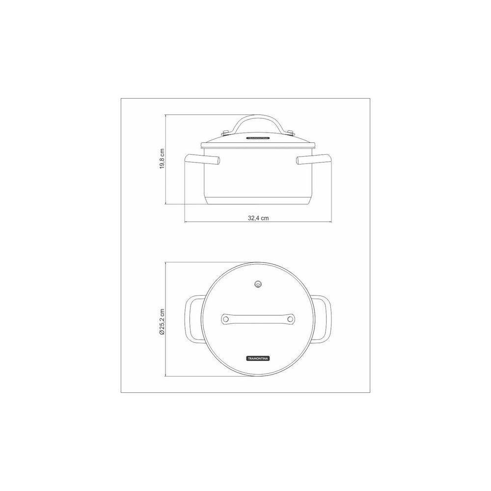 Caçarola Funda Tramontina Una Em Aço Inox Com Fundo Triplo E Tampa De Vidro 24 Cm 6,1 L Tramontina - 5