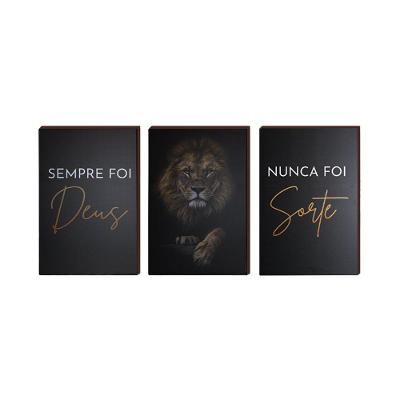 Kit 3 Quadros Decorativos Nunca Foi Sorte Sempre Foi Deus 40x60cm