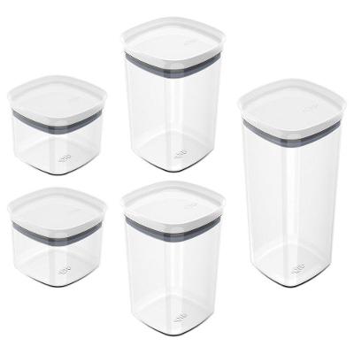 Conjunto De Potes Herméticos Block Modular 5 Peças Transparente Com Tampa Branca