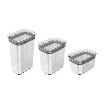 Conjunto De Potes Herméticos Block Modular 3 Peças Transparente