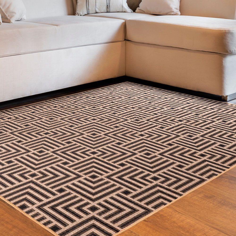 Tapete Sala Quarto Funcional Tabuleiro 2,00 X 2,50 Bege-72 - 1