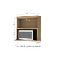 Armário Aéreo Cozinha Modulado Marquesa c/ 1 Porta c/ nicho para Microondas 80cm Nature/Verde - Nesher - 3