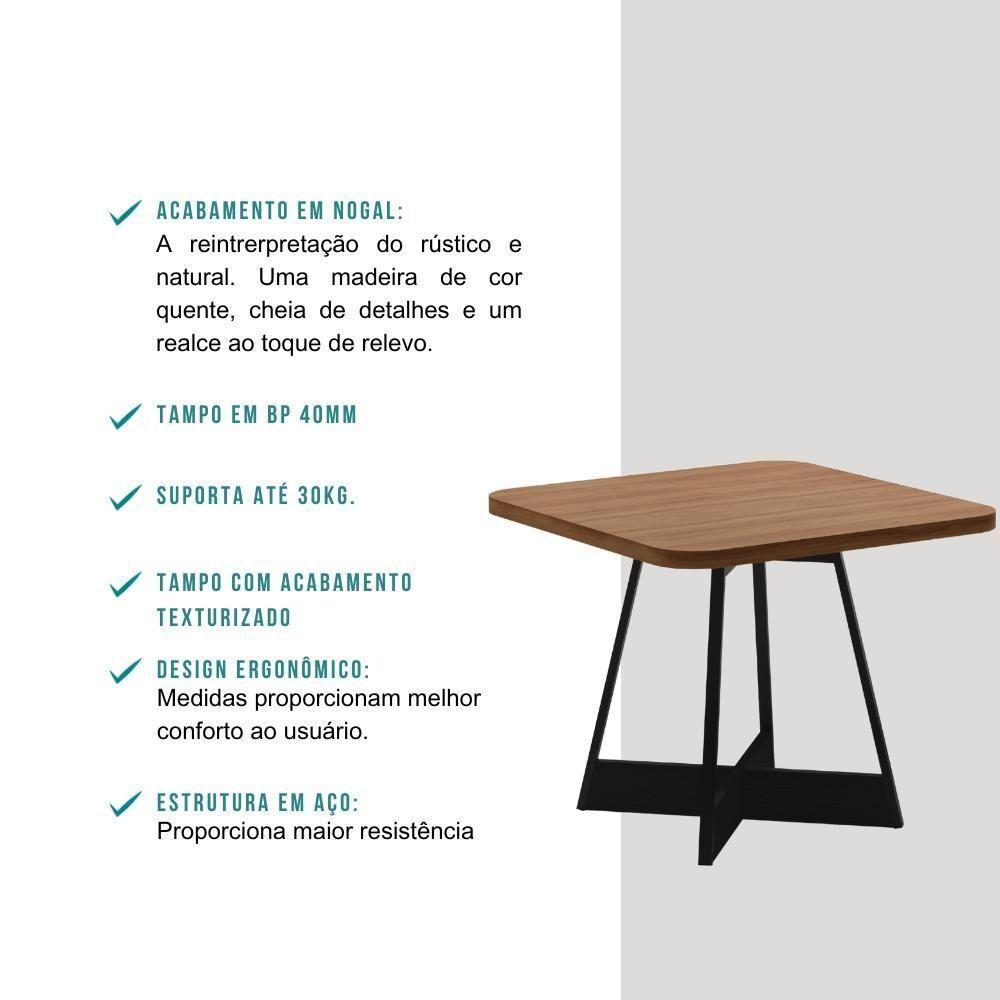 Conjunto Sala De Jantar Seul 4 Cadeiras Carraro Grafite/preto/nogal - 4