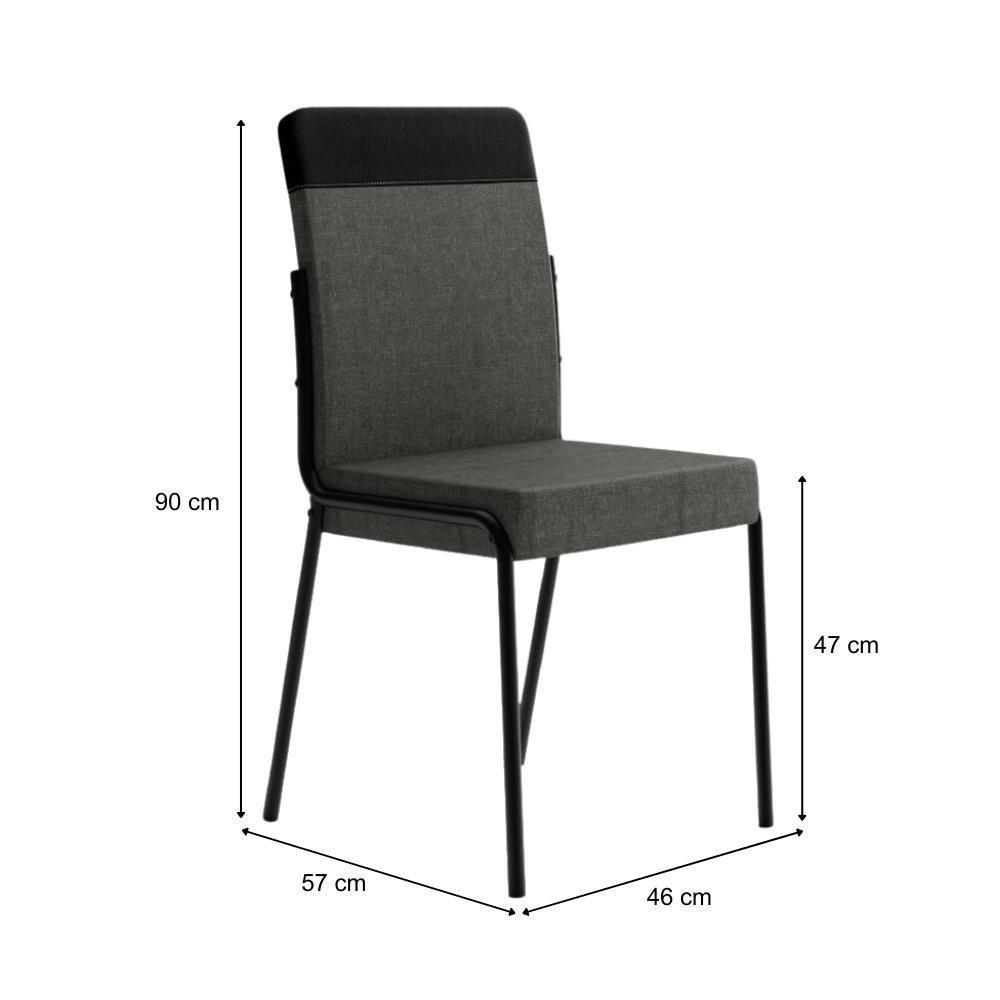 Conjunto Sala De Jantar Seul 4 Cadeiras Carraro Grafite/preto/nogal - 8