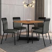 Conjunto Sala De Jantar Seul 4 Cadeiras Carraro Grafite/preto/nogal - 3