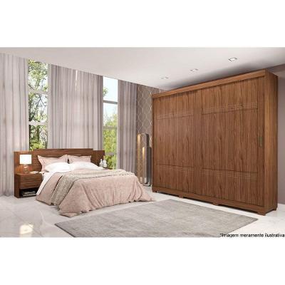 Guarda Roupa Casal Blumenau 2 Portas de Correr 4 Gavetas Avelã-Off White Panan