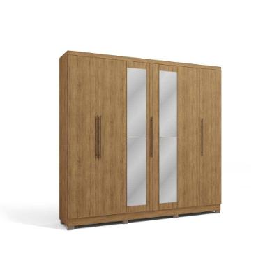 Guarda Roupa 6 Portas E 4 Gavetas C- Espelho E Pés H555 Queen - Suede Freijó - Kappesberg