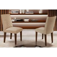 Cadeira Sala de Jantar Jade Madeira Kit 2 Un Capuccino/Linho Bouclê Creme - Rufato - 1