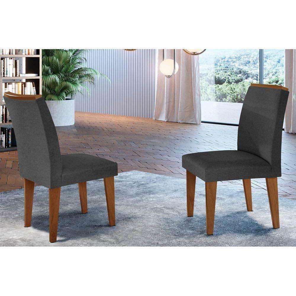 Cadeira Sala de Jantar Lunara Kit 2 Un Imbuia/Grafite - Rufato - 1