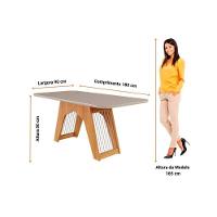 Kit Mesa Tampo Vidro 180cm + 6 Cadeiras Nature Off White Madeira Nude - 6