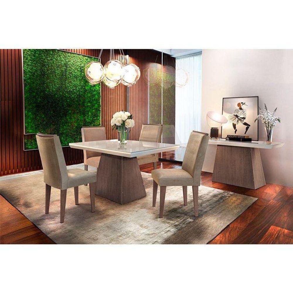 Mesa De Sala Jantar Luna + Tampo Madeirado Reto 120x80cm Imbuia/off White - Rufato - 2