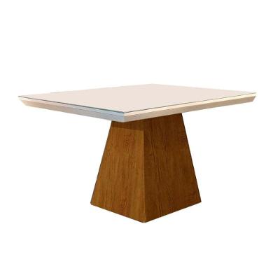 Mesa De Sala Jantar Luna + Tampo Madeirado Reto 120x80cm Imbuia/off White - Rufato