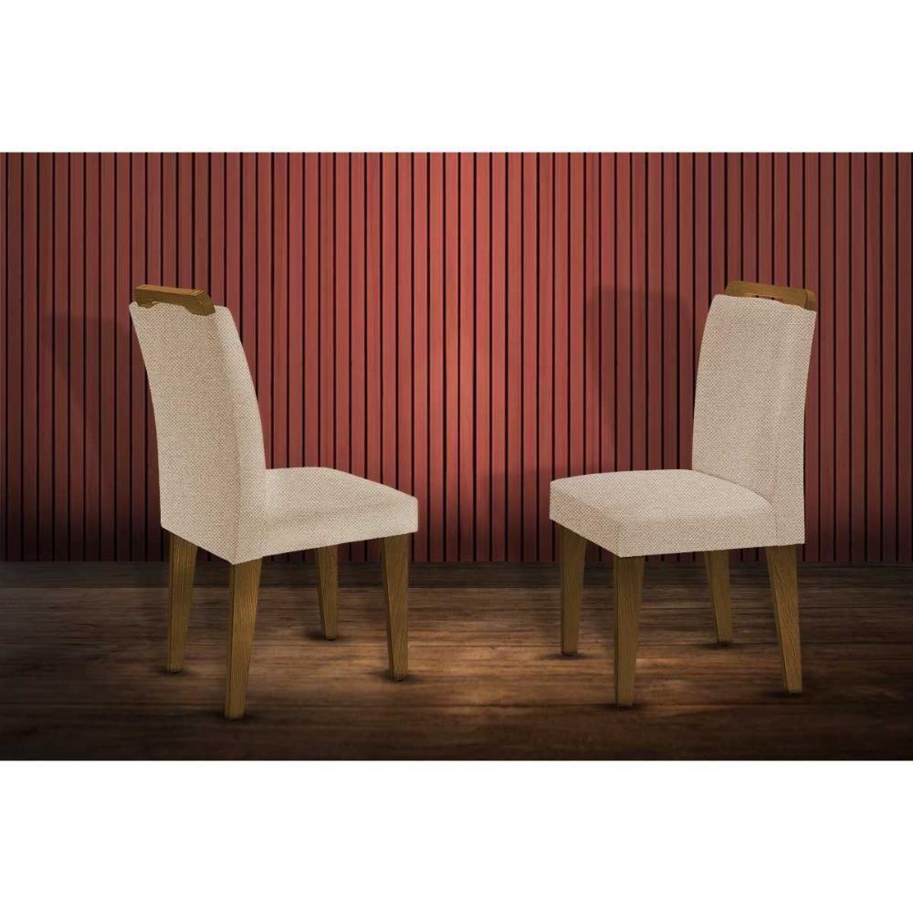 Cadeira Sala de Jantar Athenas Madeira Kit 2 Un Capuccino/Linho Turim - Rufato - 1