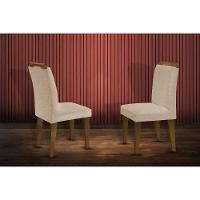 Kit 2 Cadeiras Sala Jantar Athenas Madeira 2 Un Capuccino/Linho Turim - Rufato - 1