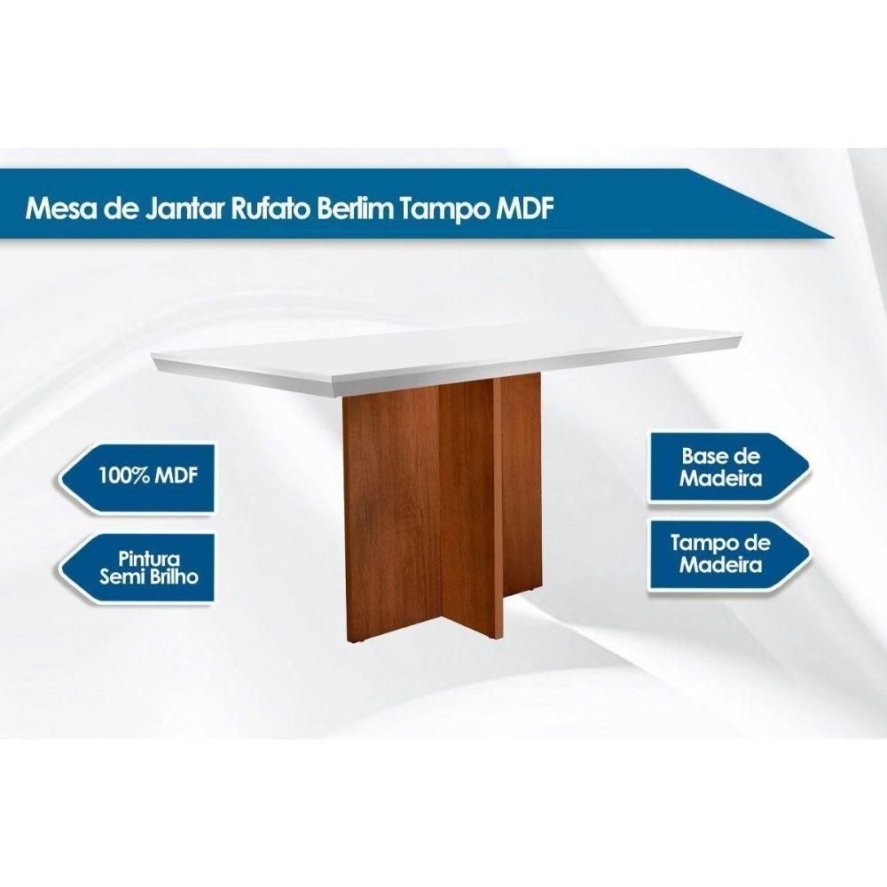 Kit Mesa Berlim Tampo C Vidro 120cm Canto Reto + 4 Cadeiras Imbuia Chocolate - 6