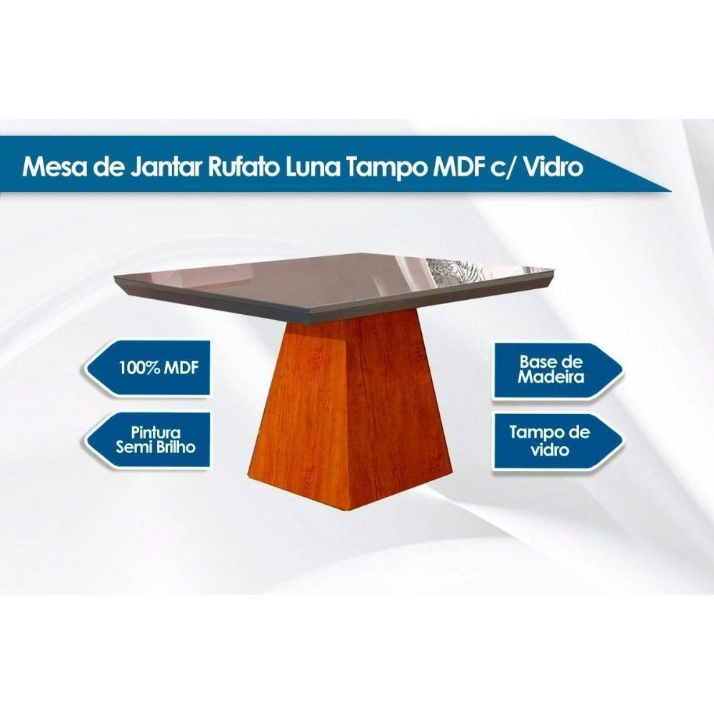 Kit Mesa Luna C- Tampo Vidro Canto Reto 120cm + 4 Cadeiras Imbuia Chocolate - 9