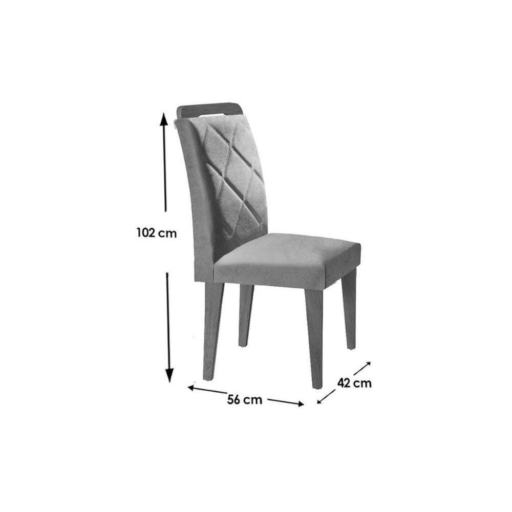 Kit Mesa Tampo Vidro Canto Curvo 180cm + 6 Cadeiras Imbuia Chocolate - 6