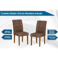 Kit Mesa Luna Tampo C Vidro 120cm Canto Reto + 4 Cadeiras Imbuia Chocolate - 2