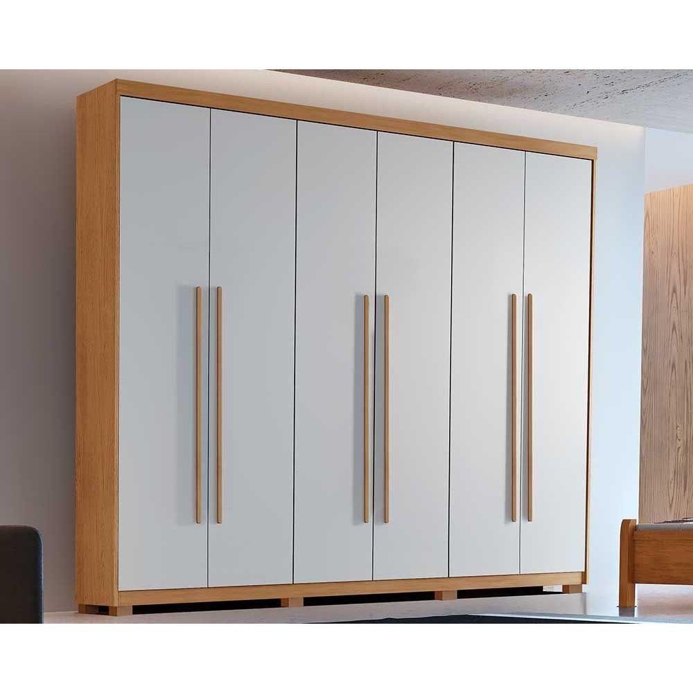 Guarda Roupa 6 Portas Hawaii e 2 Gavetas c/ Pés Naturale/Off White - Rufato - 1