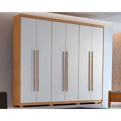 Guarda Roupa Solteiro Hawaii 6 Portas de Abrir 2 Gavetas Naturale-Off White Rufato