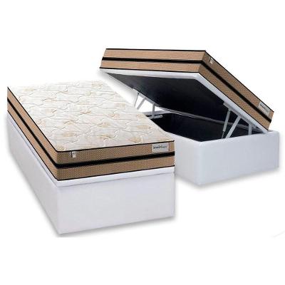 Cama Box Baú Solteiro: Colchão Molas Ensacadas Plumatex Smart Milano + Base Crc Courano White