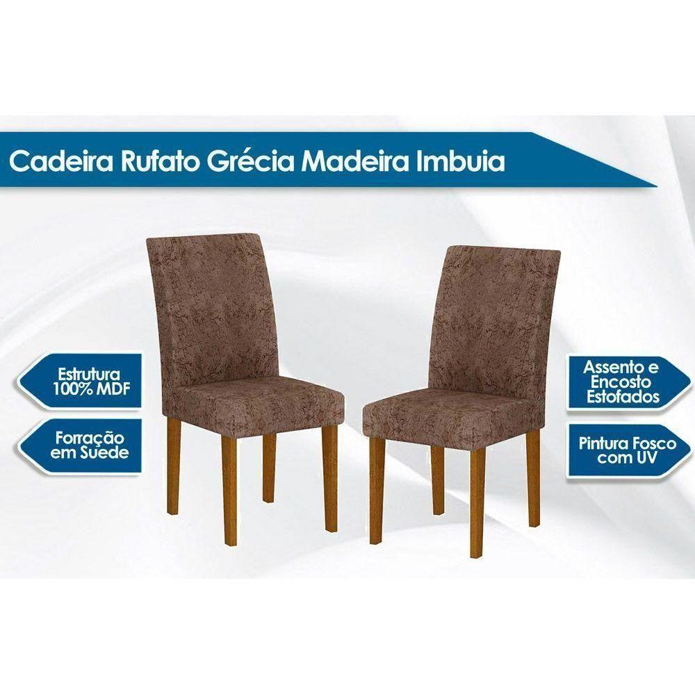 Kit Mesa Tampo 120cm Canto Reto + 4 Cadeiras Imbuia Chocolate - 5