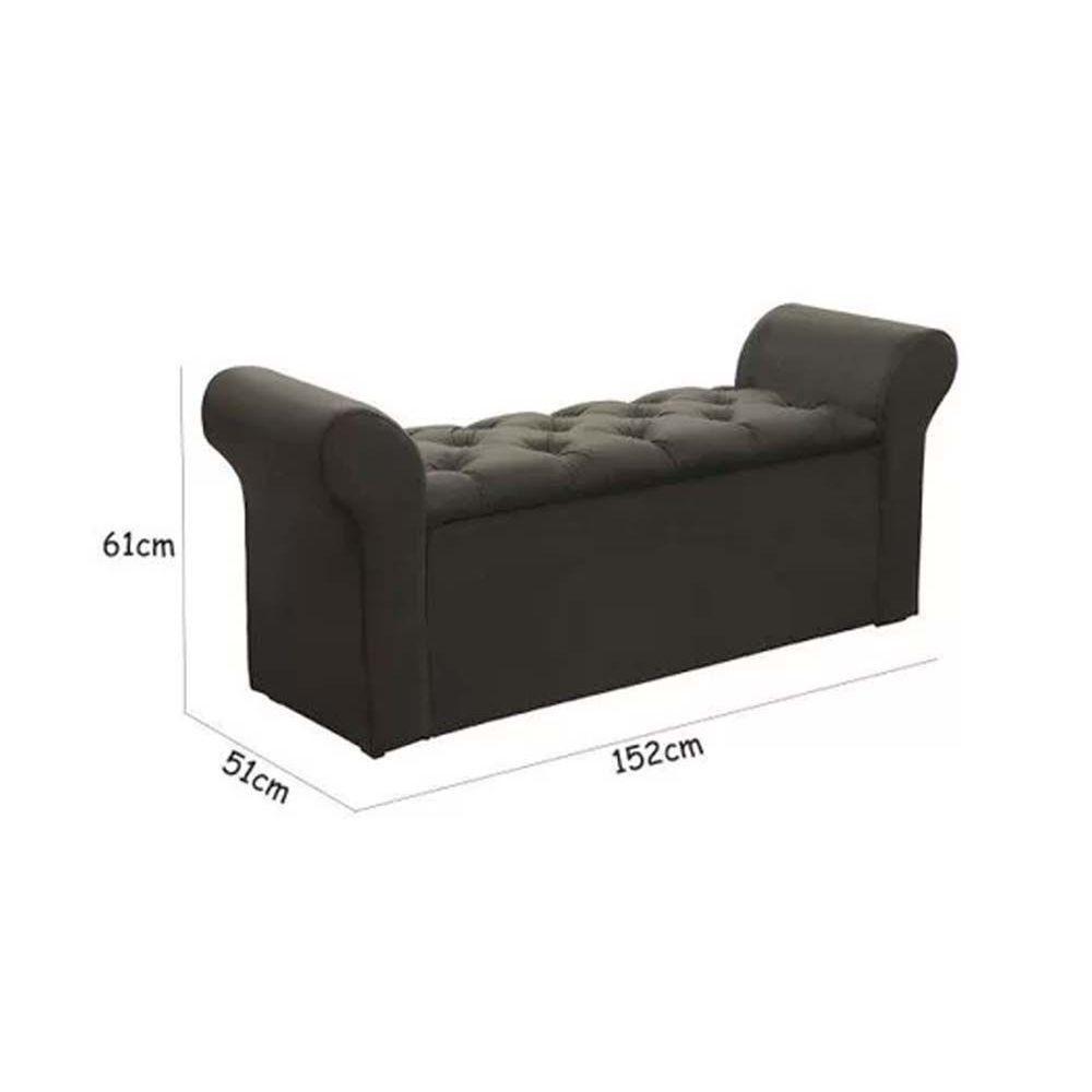 Calçadeira Quarto Casal Miami Suede Marrom Chocolate Simbal - 5