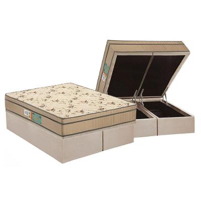 Cama Box Baú Queen: Colchão Espuma D45 Polar Pérola + Base CRC Suede Clean(158x198)