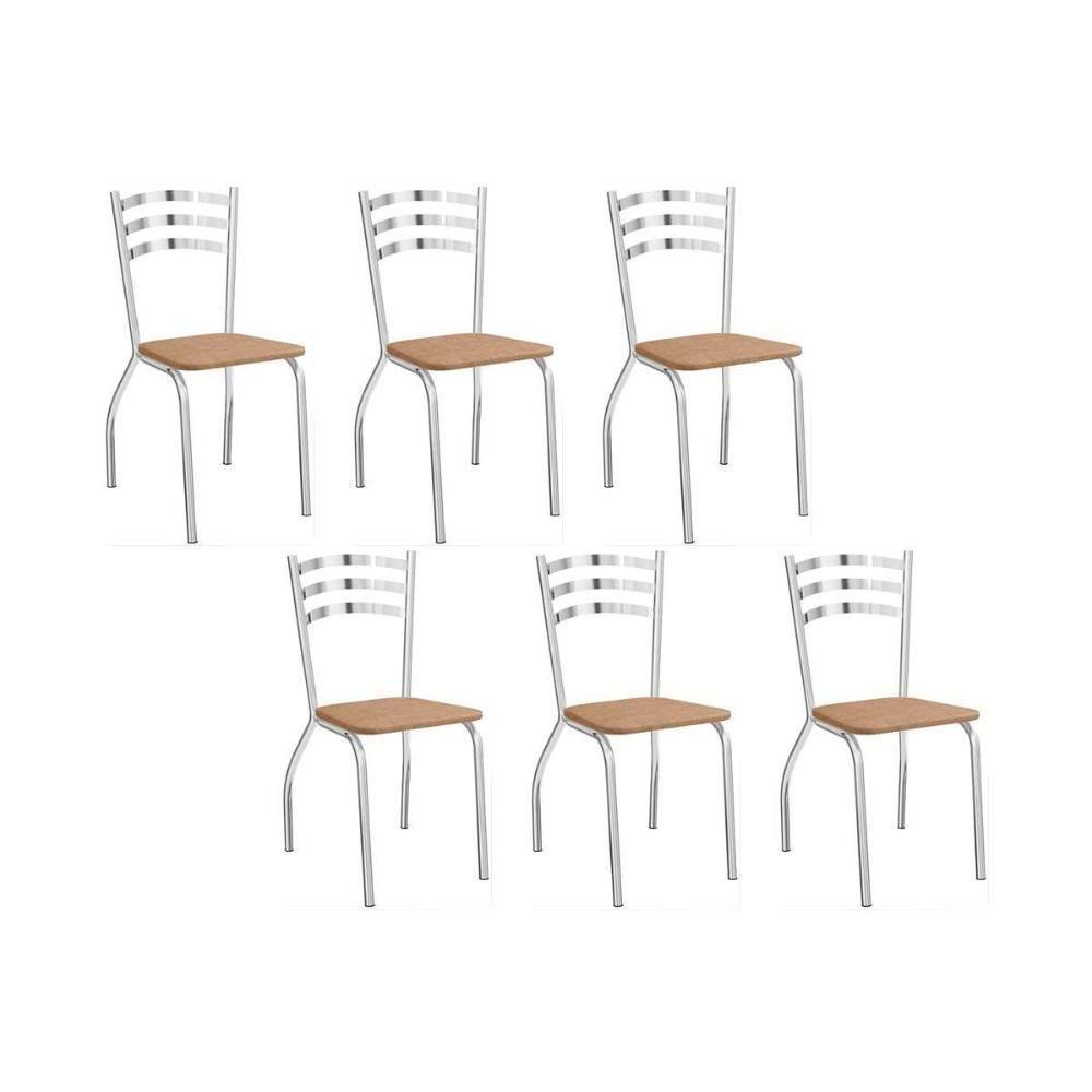 Cadeiras De Cozinha Portugal C007 Kit 6 Un Cromada - Assento Capuccino 31 - Kappesberg - 1