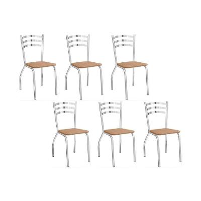 Cadeiras De Cozinha Portugal C007 Kit 6 Un Cromada - Assento Capuccino 31 - Kappesberg