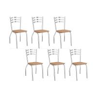 Cadeiras De Cozinha Portugal C007 Kit 6 Un Cromada - Assento Capuccino 31 - Kappesberg - 1